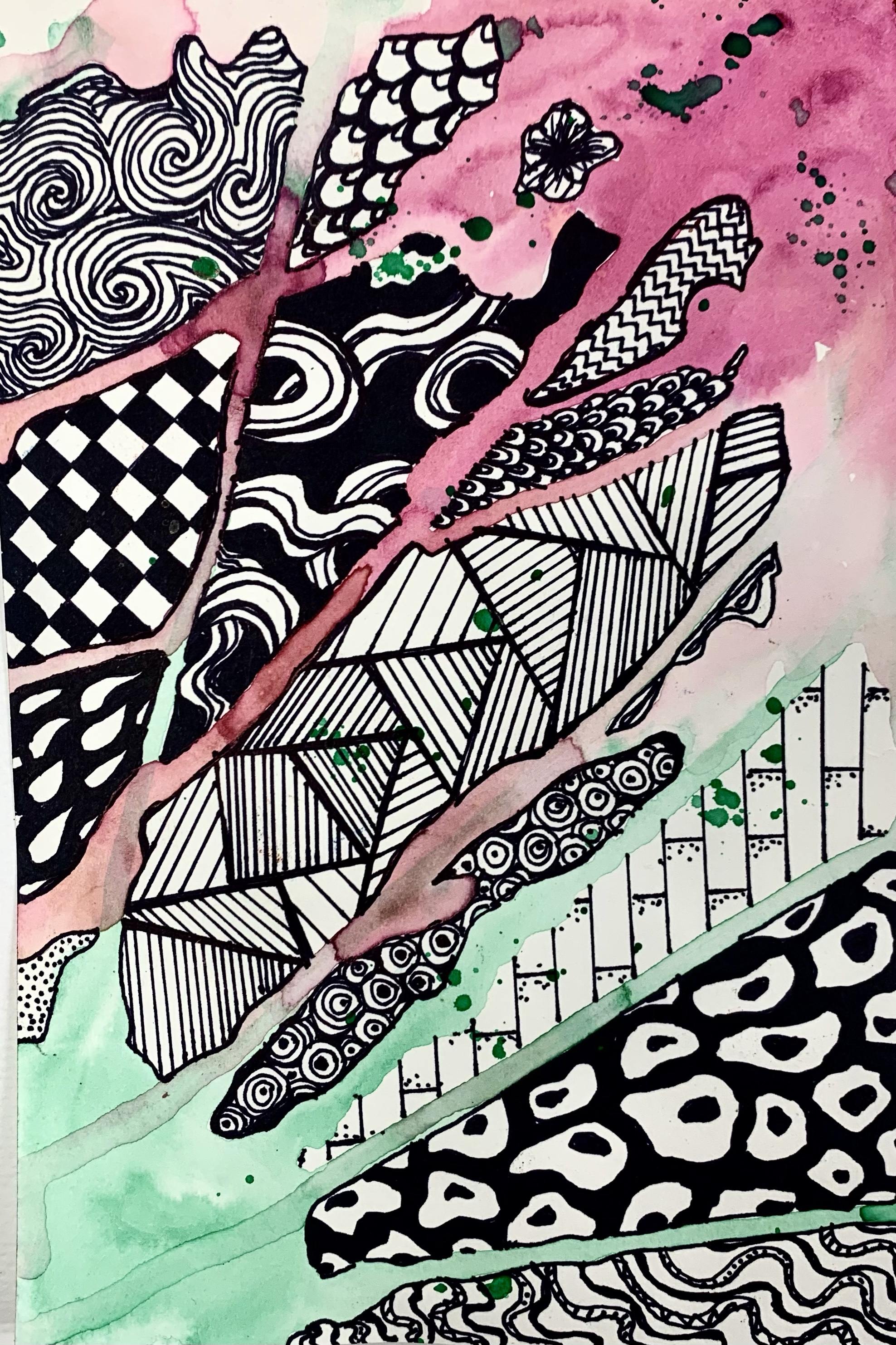 Featured: Watercolor Drip Zentangle