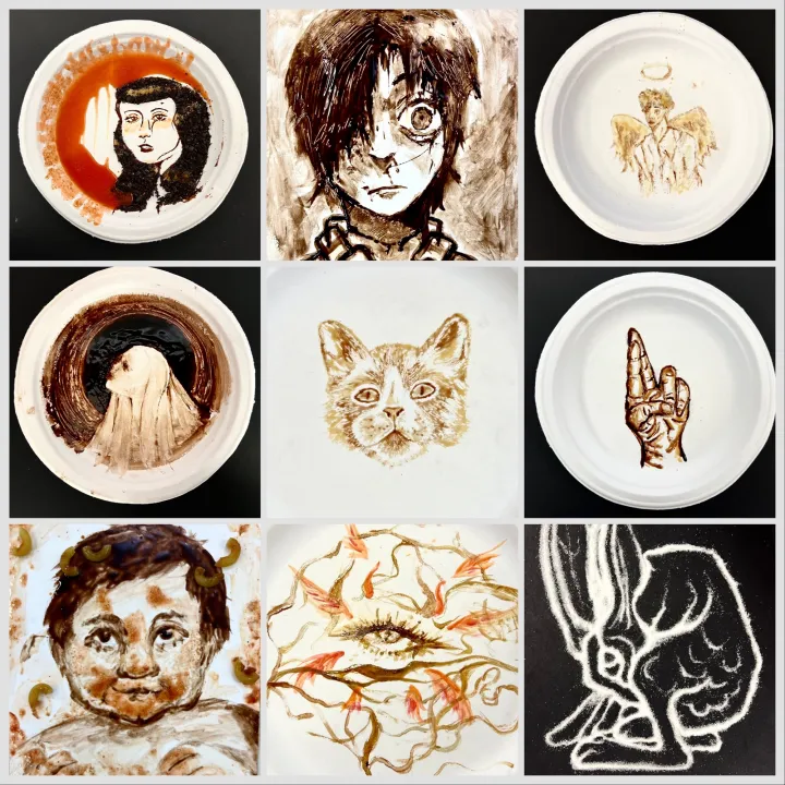 Vik Muniz inspired chocolate syrup paintings