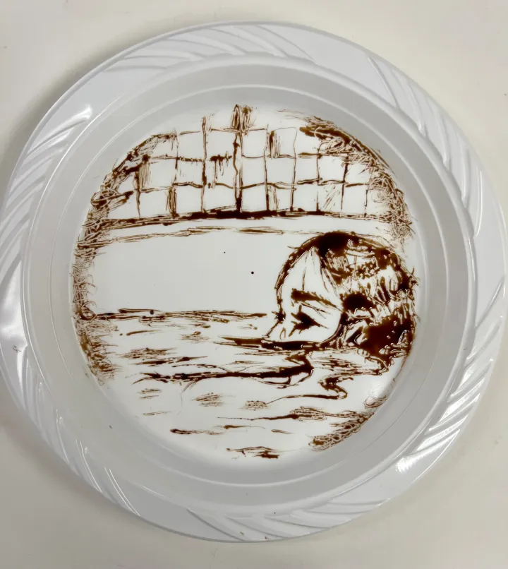 Vik Muniz inspired chocolate syrup paintings