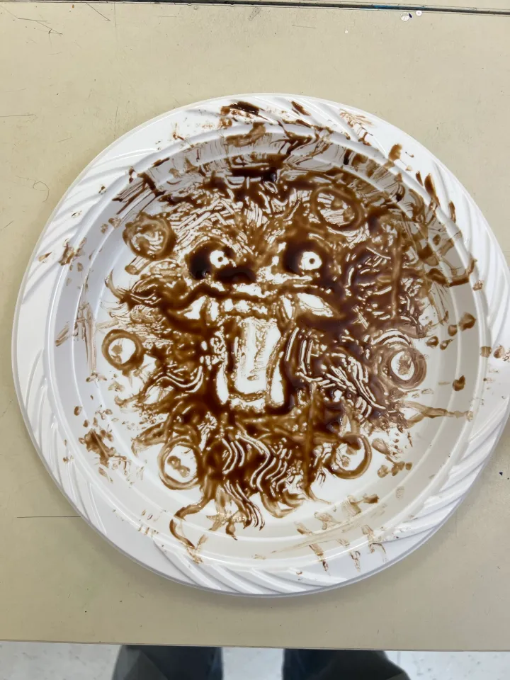 Vik Muniz inspired chocolate syrup paintings