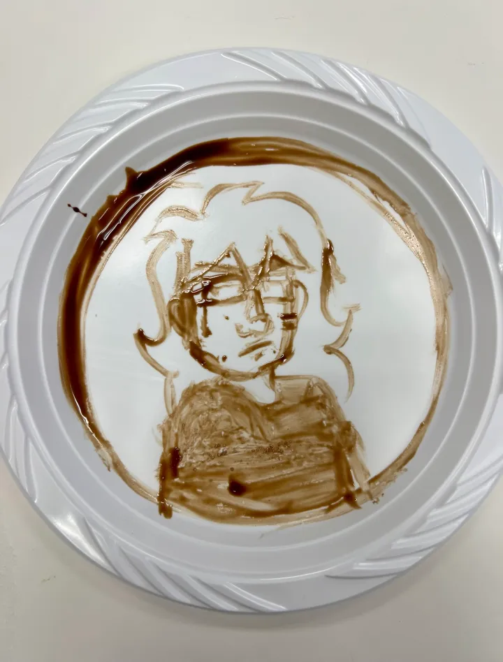 Vik Muniz inspired chocolate syrup paintings