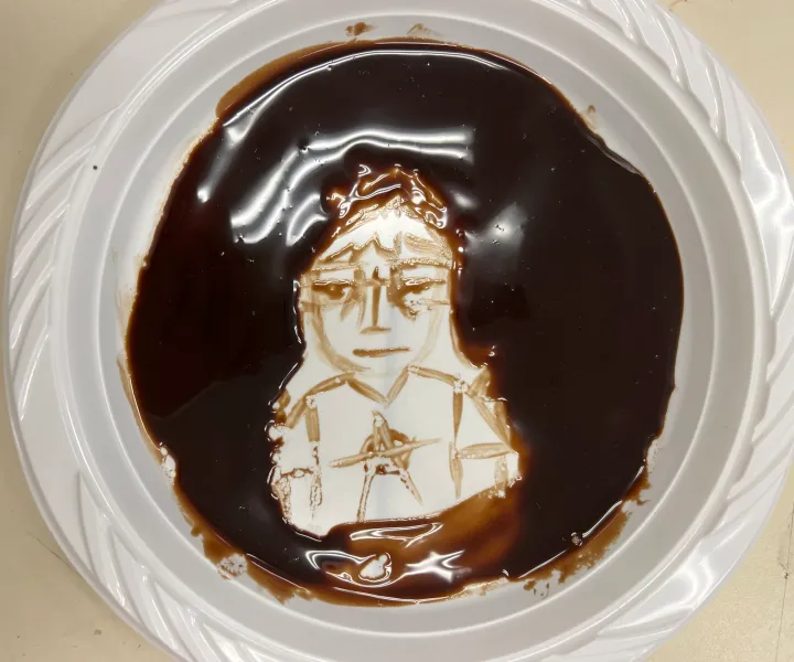 Vik Muniz inspired chocolate syrup paintings