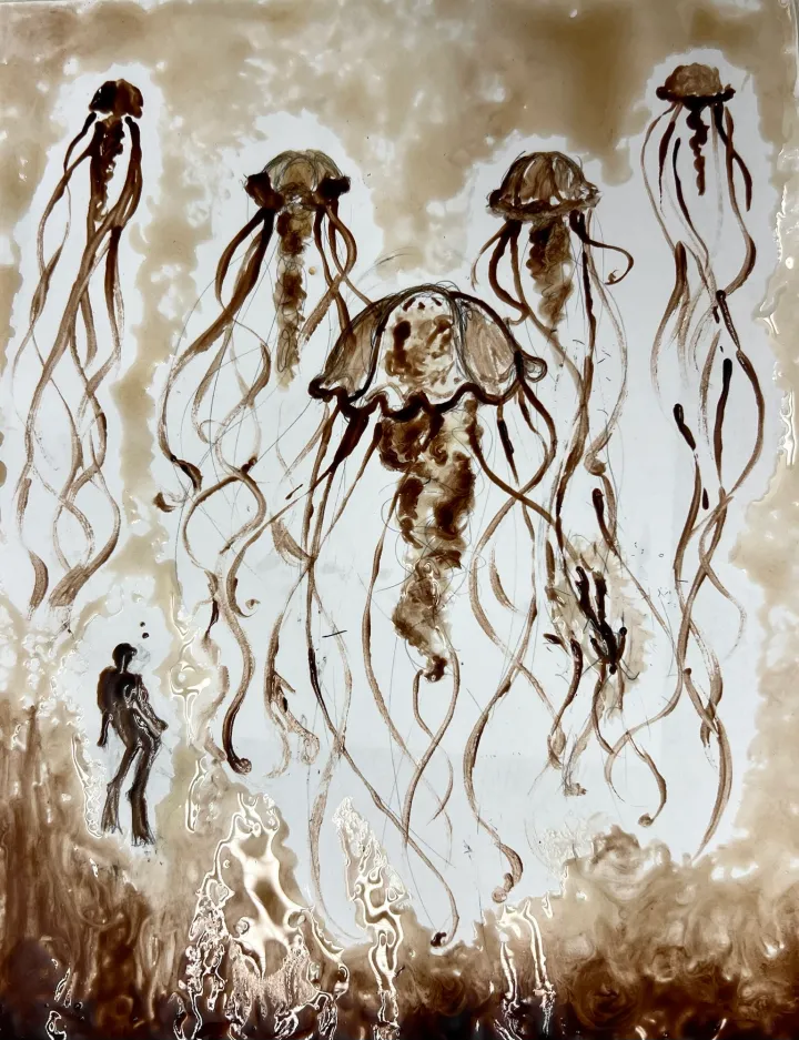 Vik Muniz inspired chocolate syrup paintings