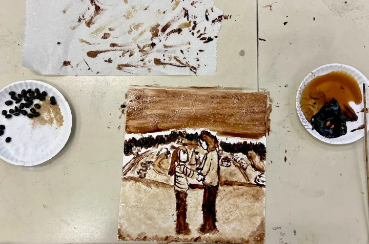Vik Muniz inspired chocolate syrup paintings