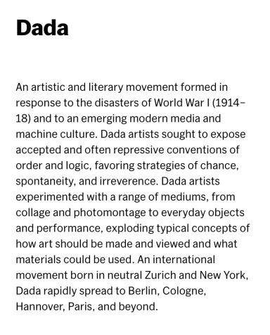 MOMA describes Dada