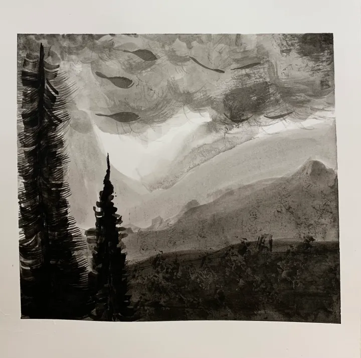 india ink landscape art lesson