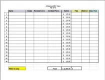 Art Class Enrollment Excel PREVIEW