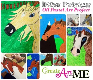 Horse Portrait Oil Pastel Art Lesson