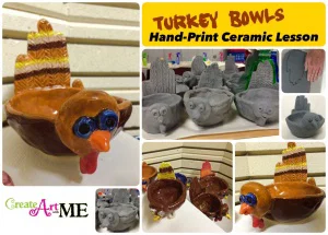 Ceramic Turkey and Hand-Print Pinch Pot Lesson
