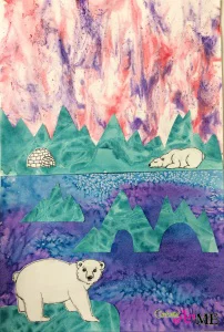 Mixed Media Polar Bear and Iceberg Collage