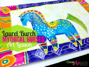 Laurel burch mythical horses Watercolor Resist Painting Lesson
