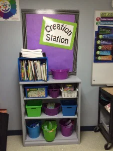 creation station Art Classroom Layout Organization