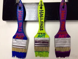 Paintbrush Hall Pass Sign
