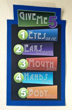 Give me 5 Classroom management Printable sign