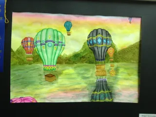 Hot Air balloon Watercolor by Abigail