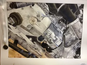 Motorcycle Observational Drawing Skills Mixed Media HS Art Lesson
