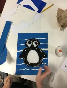 Huichol Penguin Yarn Painting