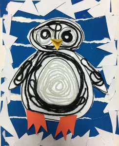 Huichol Penguin Yarn Painting