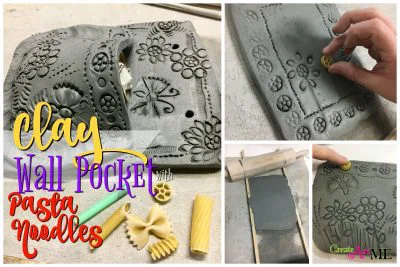 Clay Slab Wall Pocket with Pasta Noodle Designs