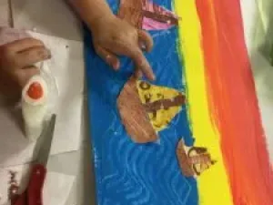 Eric Carle Painted Paper Sailboat art lesson