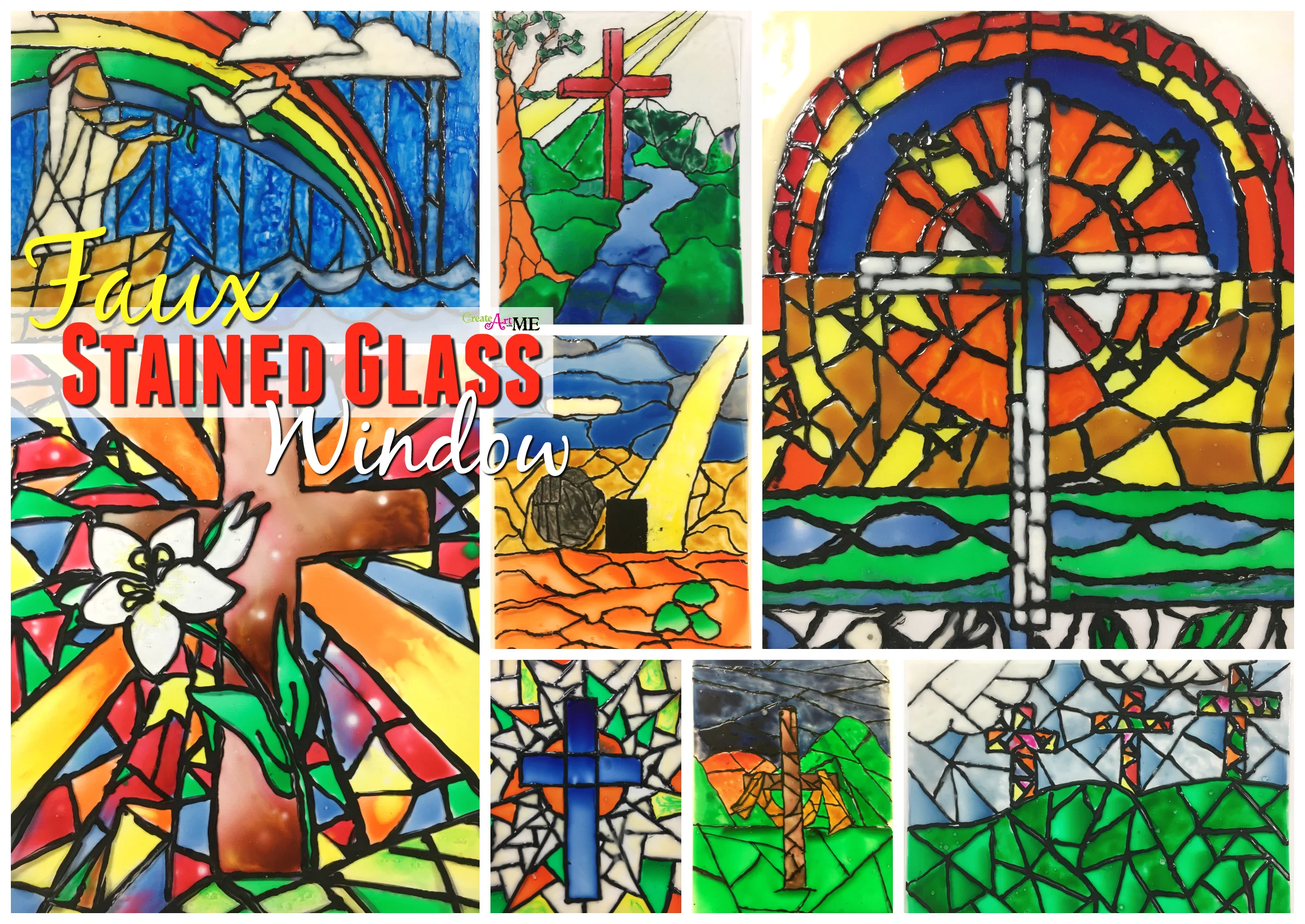 Featured: Faux Stained Glass Window with Biblical Theme
