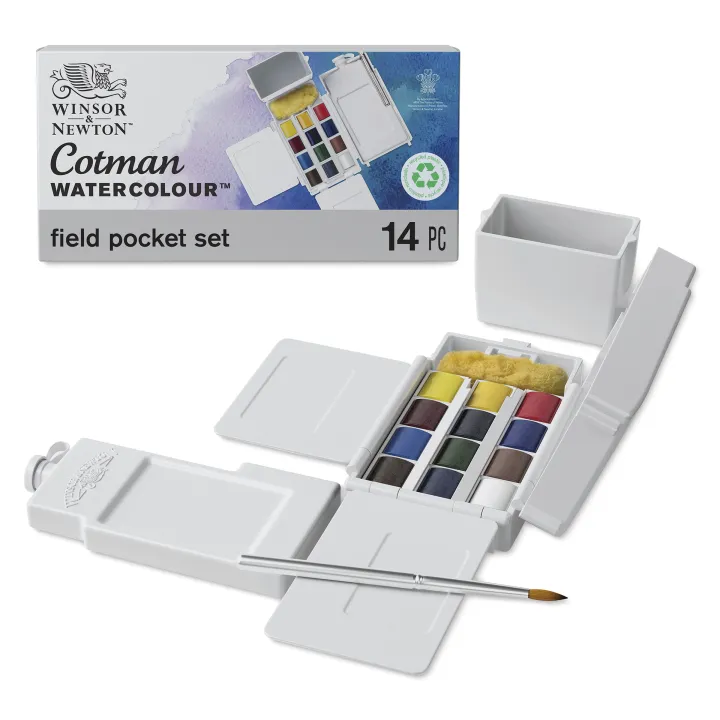 Winsor & Newton Cotman Watercolor - Field Pocket Set, Set of 12, Assorted Colors, Half Pans