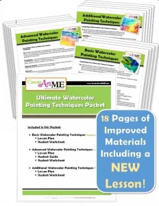 Ultimate Watercolor Techniques Lesson Plan and worksheet PACKET