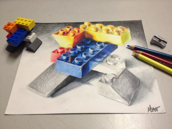 lego colored pencil drawing hs art lesson