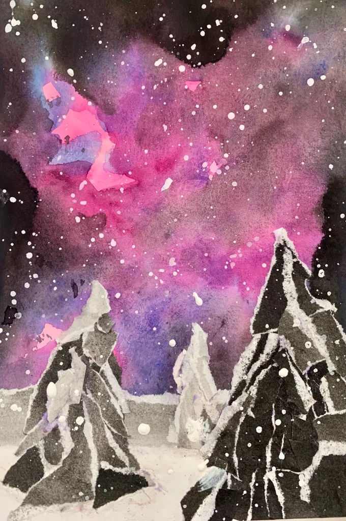torn paper galaxy landscape