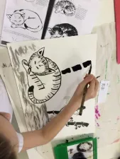 Sumie Painting Scroll art lesson for kids