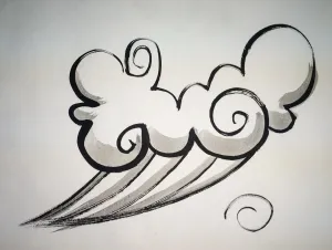 Sumie Painting Whimsical Clouds