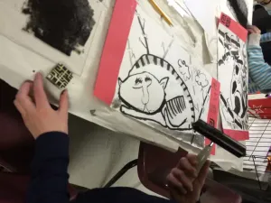 Sumie Painting Scroll art lesson for kids