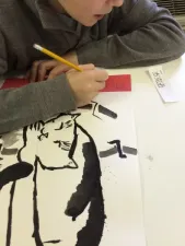 Sumie Painting Scroll art lesson for kids