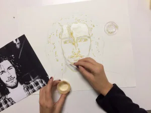  Watercolor Pouring and Masking Portrait Art Lesson