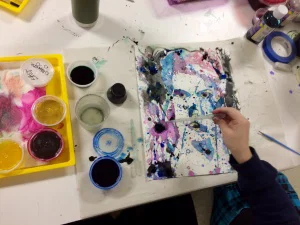  Watercolor Pouring and Masking Portrait Art Lesson