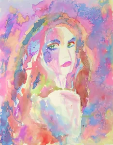 Watercolor Pouring and Masking Portrait Art Lesson