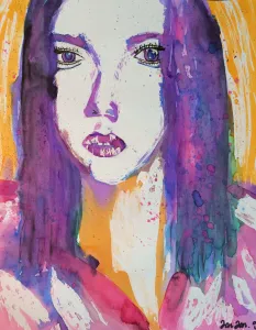 Watercolor Pouring and Masking Portrait Art Lesson
