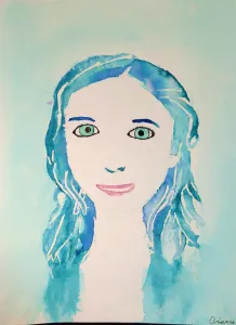 Watercolor Pouring and Masking Portrait Art Lesson