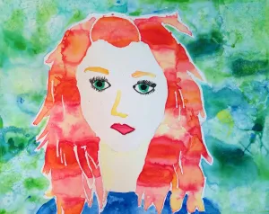 Watercolor Pouring and Masking Portrait Art Lesson