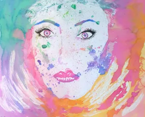 Watercolor Pouring and Masking Portrait Art Lesson
