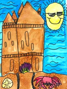 Sand Castle Salt and Watercolor Painting Art Lesson