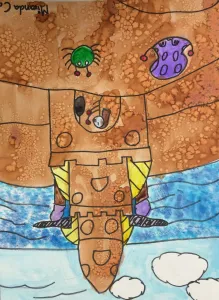 Sand Castle Salt and Watercolor Painting Art Lesson