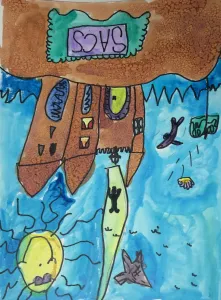 Sand Castle Salt and Watercolor Painting Art Lesson
