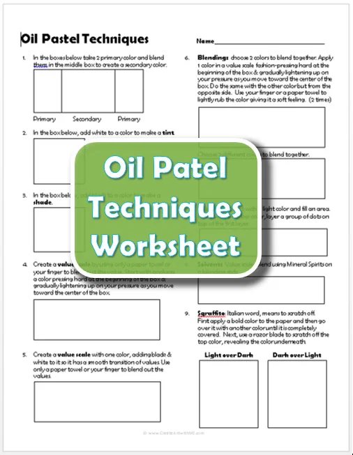 Featured: Oil Pastel Techniques Worksheet