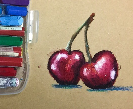 Daily Doodle | Oil Pastel Cherry Drawing