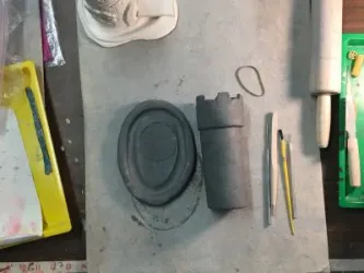 Clay Slab Castle with Moat and Glass Beads