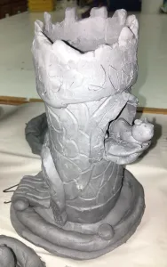 Clay Slab Castle with Moat and Glass Beads