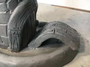 Clay Slab Castle with Moat and Glass Beads