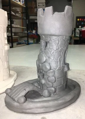 Clay Slab Castle with Moat and Glass Beads