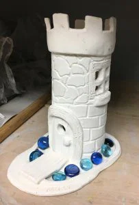 Clay Slab Castle with Moat and Glass Beads